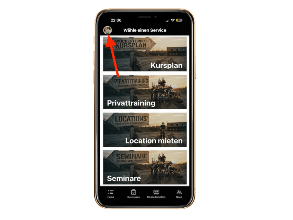 Screenshot: Profil in der Studio App öffnen