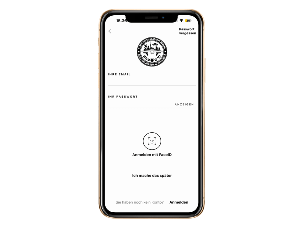 Screenshot: Registrierung in der Studio App starten