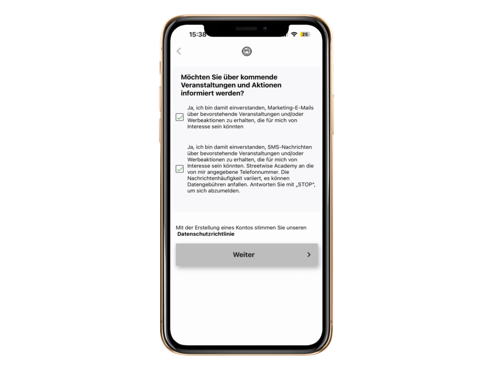 Screenshot: Benachrichtigungen per E-Mail und SMS aktivieren